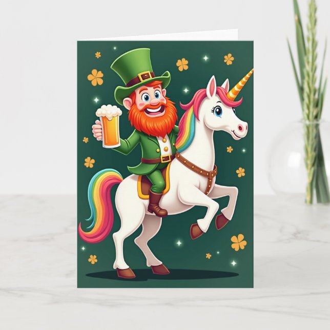 Carte amusante de licorne rayée (Devant)