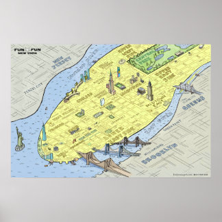 Carte amusante de New York City | Impression mural