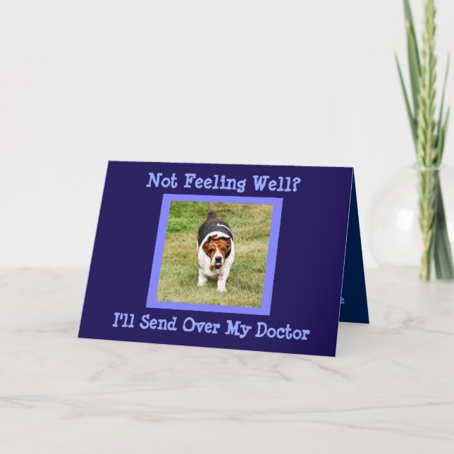 Carte amusante "Get Well" avec Basset Hound Doctor (Devant)