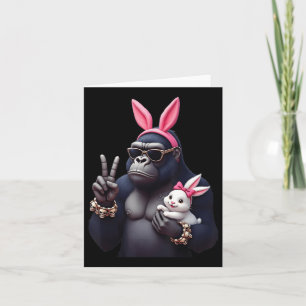 Carte Amusante Gorilla Bunny Cool Pâques, mignonne et am