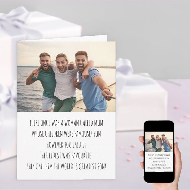 Carte Amusante maman Limerick Favori Photo Son Anniversa (Créateur téléchargé)