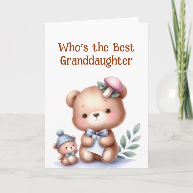 Carte Amusante Petite-fille Anniversaire mignonne Ours T (Devant)