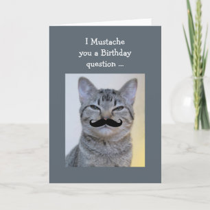 Carte Amusante question Moustache Anniversaire Chat