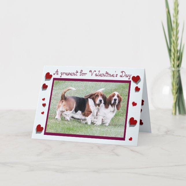 Carte amusante "Saint Valentin" avec Basset & Hear (Devant)