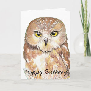 Carte Amusants Anniversaire Chouette d'Humour, Oiseau, N