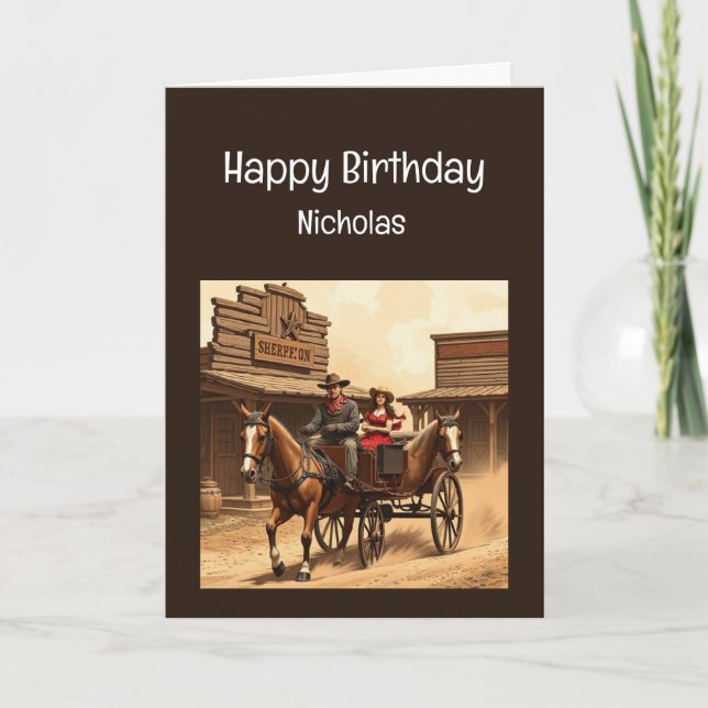 Carte Amusants Anniversaire Western Wild West AI Humour (Devant)