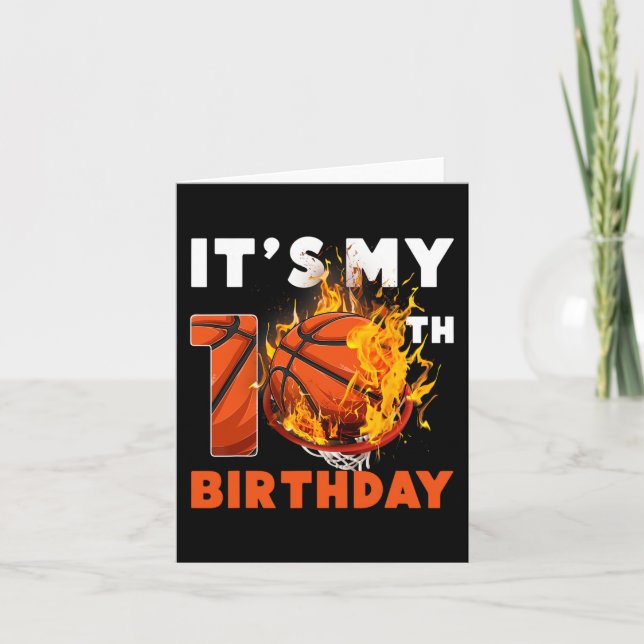 Carte Amusants C'est mon 10e anniversaire 10 ans Basketb (Devant)