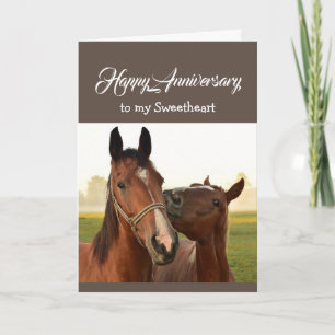 Carte Amusants Coeur au coeur Chéri Anniversaire CHEVAUX