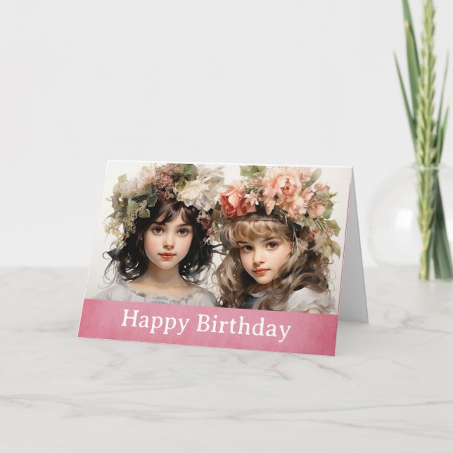 Carte Amusants Fun Cute Vintage Girls Friend Anniversair (Devant)