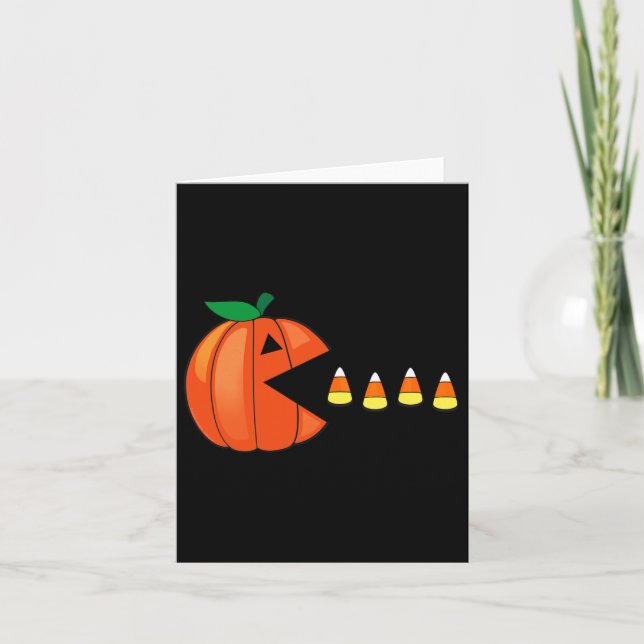 Carte Amusants Halloween Citrouille Manger Candy Corn (Devant)