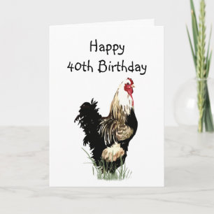Carte Amusants Joyeux 40e anniversaire Humour de poulet 