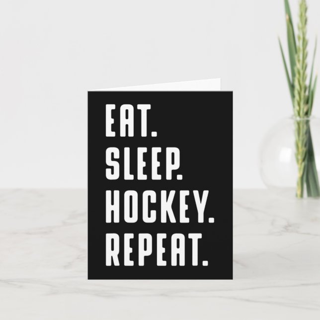Carte Amusants Manger Dormir Hockey Répéter Graphique am (Devant)