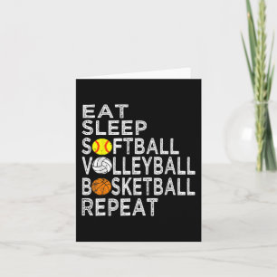 Carte Amusants Mangez Sleep Softball Volleyball Basketba