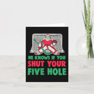 Carte Amusants Noël Père Noël gardien de but de hockey s