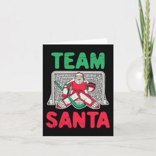 Carte Amusants Noël Père Noël gardien de but de hockey s