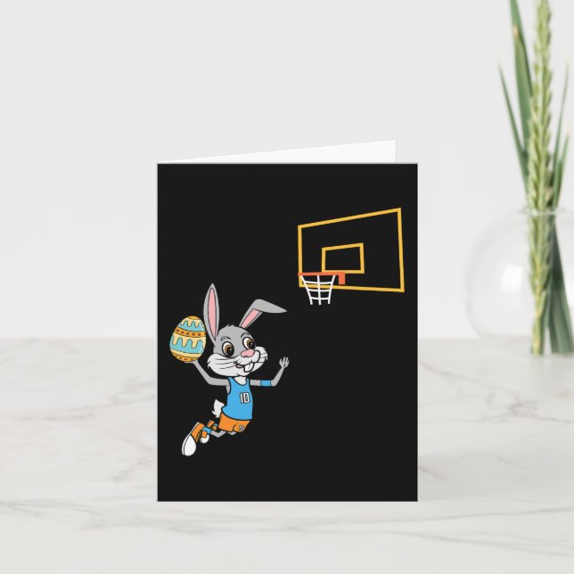 Carte Amusants Oeuf de Pâques Bunny Dunk jeu de basket-b (Devant)
