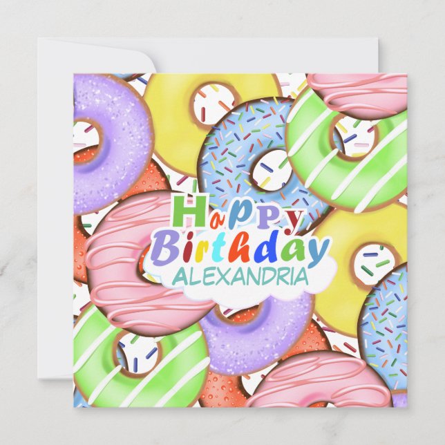Carte Amusants Pastel Donuts colorés Anniversaire (Devant)