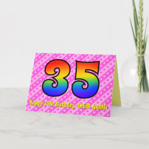 Carte Amusants Pink Stripes, Coeurs, Arc-en-ciel # 35e a
