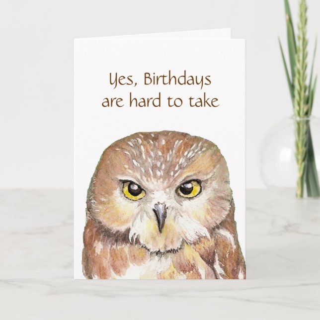 Carte Amusants sur la colline Chouette grumpy Anniversai (Devant)