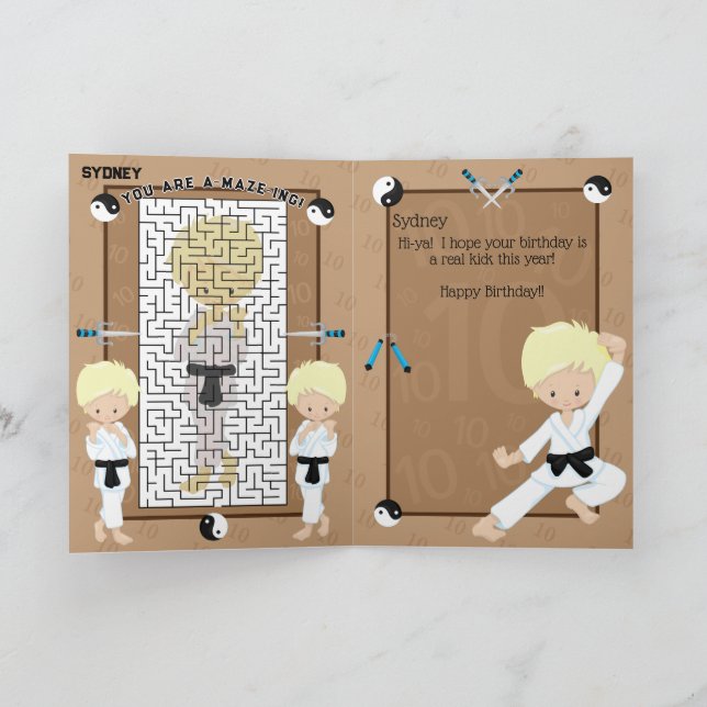 Carte Amusants Vous êtes A-Maze Blonde Boys Karate Anniv (Intérieur)