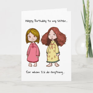 Carte Amusants vrais parents joyeux soeurs d'anniversair