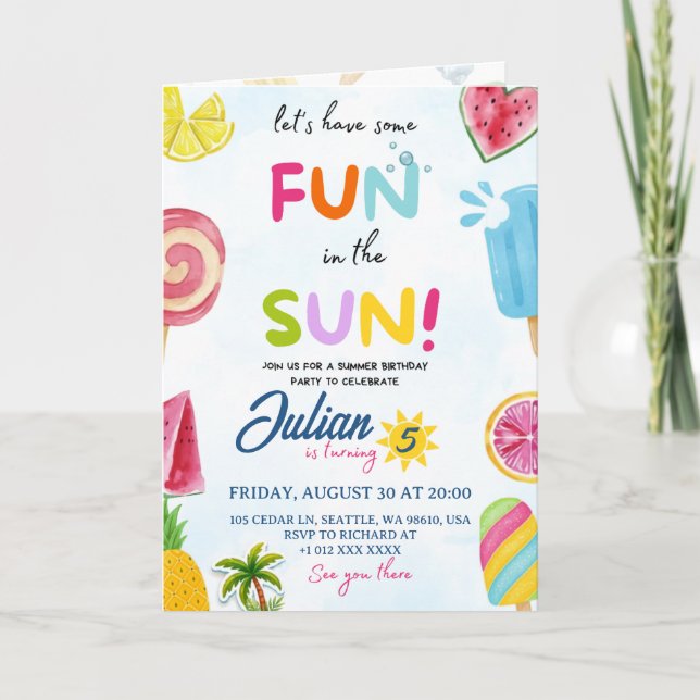 Carte amusement au soleil (Devant)