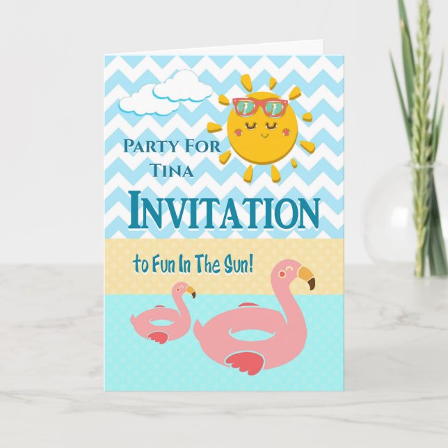 Carte Amusement D'Été Dans L'Invitation Soleil (Devant)