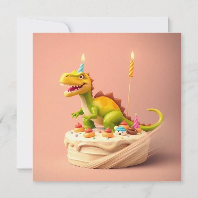 Carte AMUSEMENT IMAGINAIRE Dinosaur BIRTHDAY CAKE (Devant)