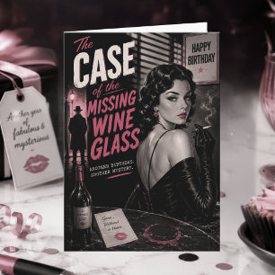 Carte Amusing Joyeux Anniversaire Amateur de Vin Vintage