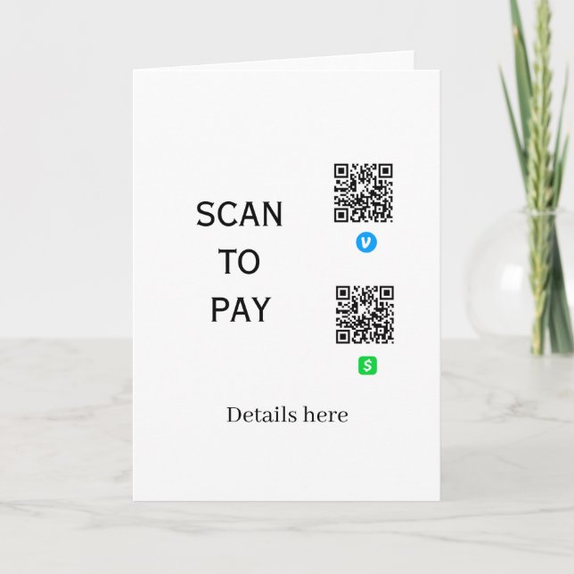 Carte analyser pour payer les détails du code QR de Venm (Devant)