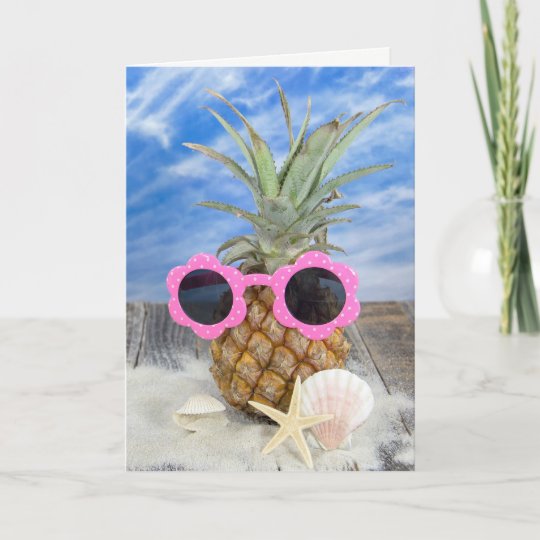 Carte Ananas D Anniversaire Avec Lunettes De Soleil Zazzle Fr