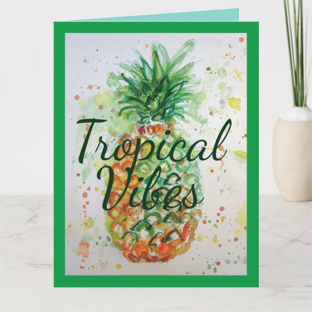 Carte Ananas Fruit Alimentation Vibes Tropical Orange Ci (Devant)