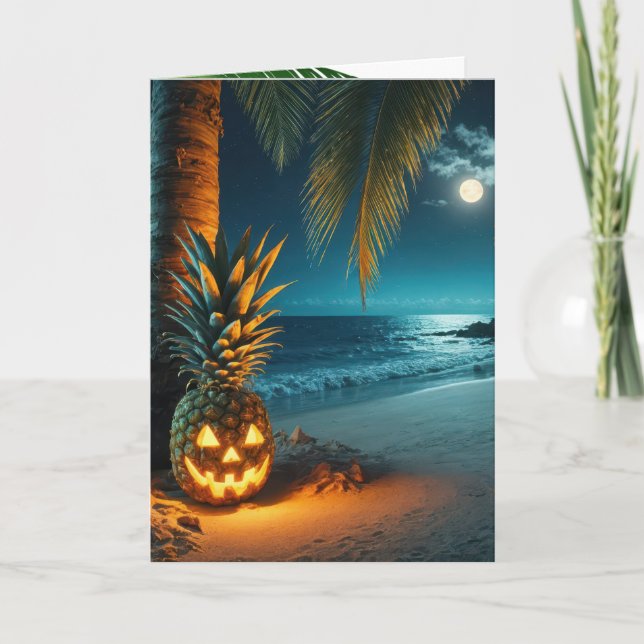 Carte Ananas Halloween Sur Une Plage (Devant)