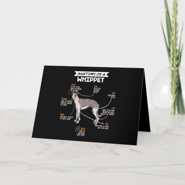 Carte anatomy of a whippet dog funny dog log (Devant)
