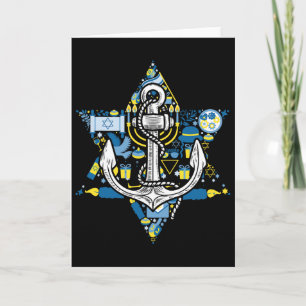 Carte Anchor Menorah Étoile Hanukkah Bateau Voile Chanu