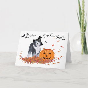 Carte Ancien chien de berger anglais Halloween