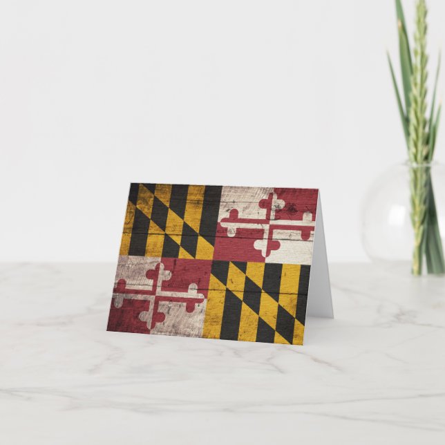 Carte Ancien drapeau du Maryland en bois (Devant)