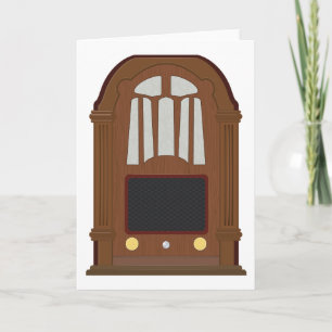 Carte Ancien poste de radio à tubes en bois antique Stér