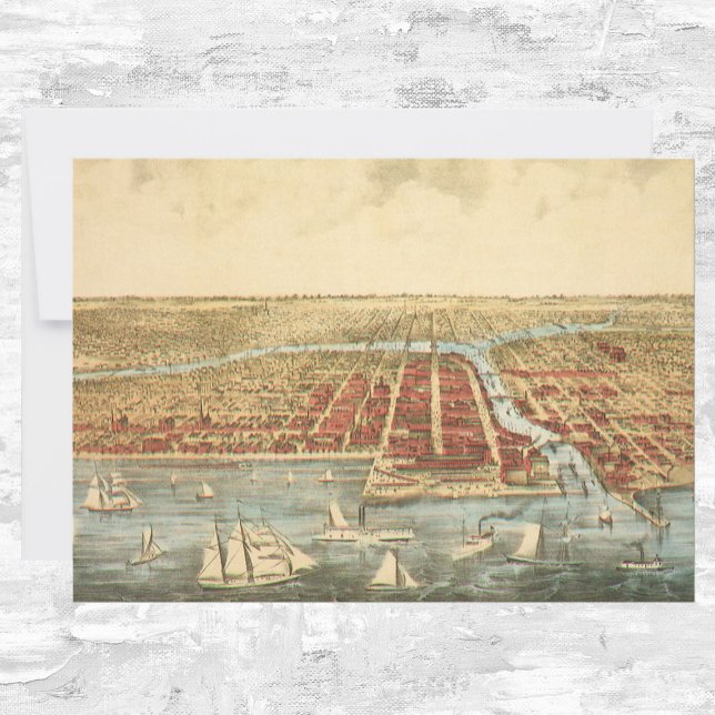 Carte ancienne de Chicago, invitation LaSalle Stre (Créateur téléchargé)