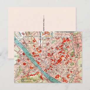 Carte ancienne de Florence sur carte postale