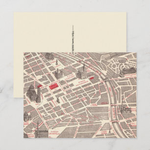 Carte ancienne de Florence sur carte postale