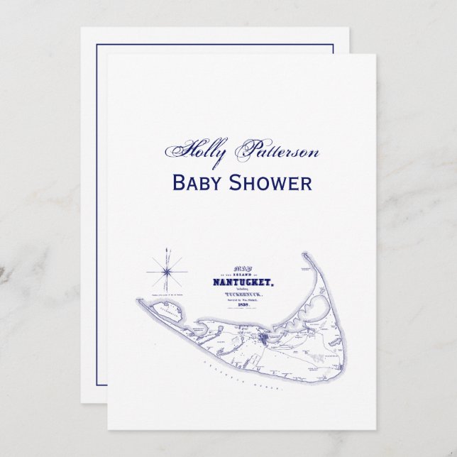Carte ancienne de l'île de Nantucket MA Bleu marin (Devant / Derrière)