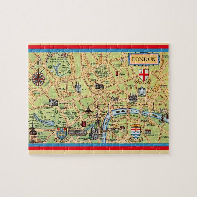 Carte ancienne de Londres Puzzle 8x10 (Horizontal)