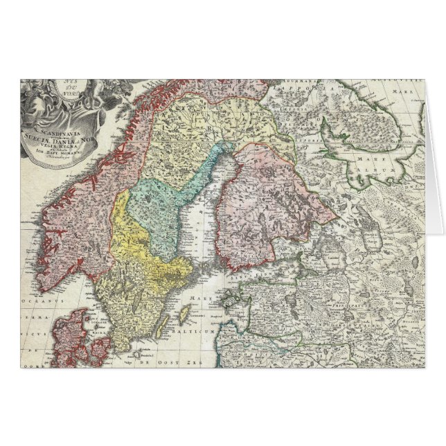 Carte ancienne de Scandinavie (1730) (Devant horizontal)