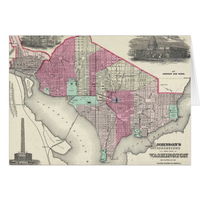 Carte ancienne de Washington D.C. (1866) (Devant horizontal)