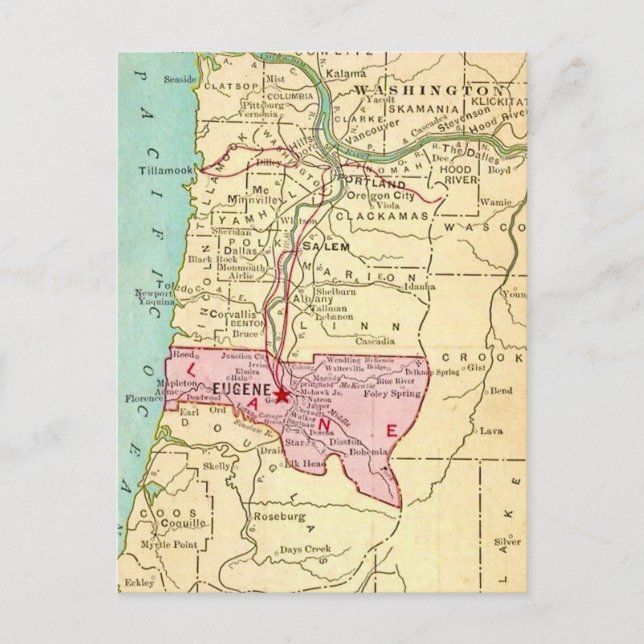 Carte ancienne d'Eugene Oregon sur carte postale (Devant)