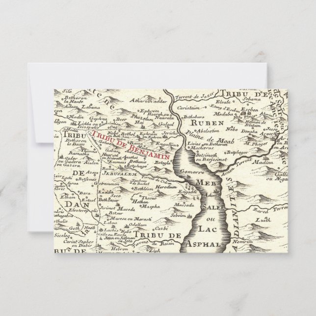 Carte ancienne d'Israël remerciement Bar Mitzvah B (Devant)