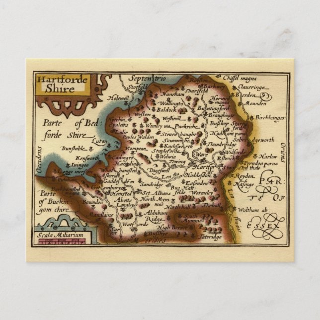 Carte ancienne du comté d'Hertfordshire en Anglete (Devant)