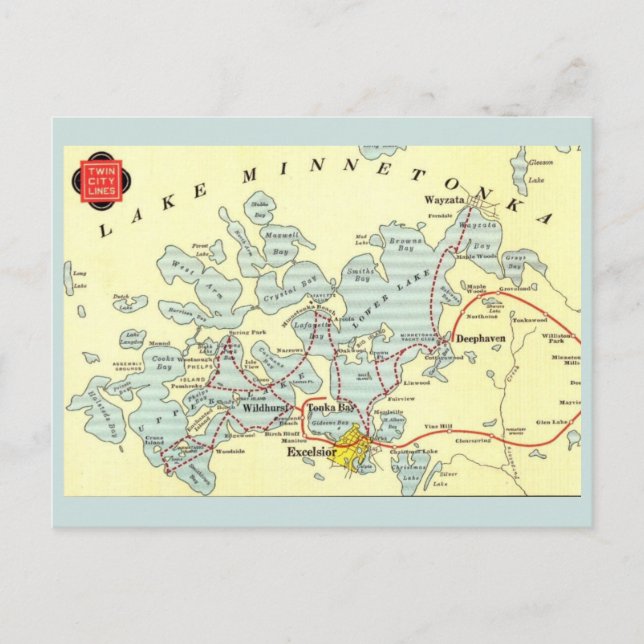 Carte ancienne du lac Minnetonka (Devant)