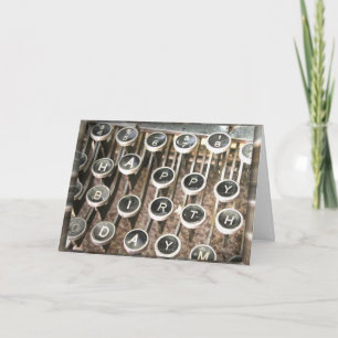 Carte Ancienne machine à écrire voeux d'anniversaire